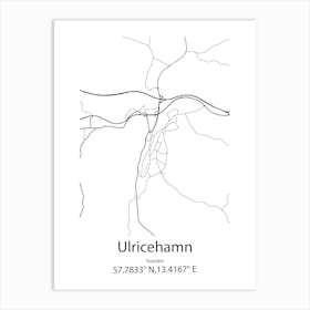 Ulricehamn,Sweden Minimalist Map Art Print