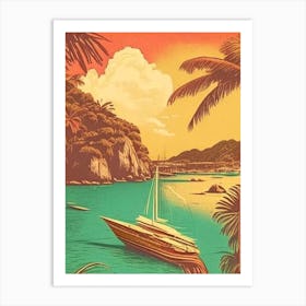 Cebu Island Philippines Vintage Sketch Tropical Destination Art Print