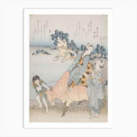 Women On The Beach At Enoshima Ii, Katsushika Hokusai Art Print