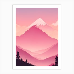 Misty Mountains Vertical Background In Pink Tone 73 Art Print