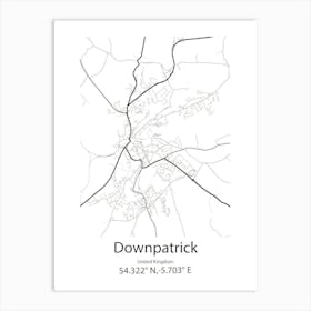 Downpatrick,United Kingdom Minimalist Map Art Print