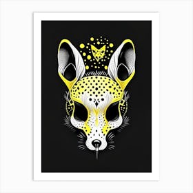 Animal Skull Yellow Doodle Art Print