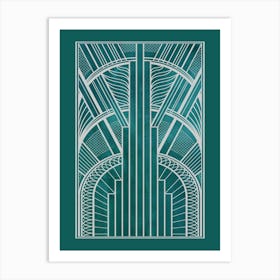 Art Deco Pattern Teal 2 Art Print