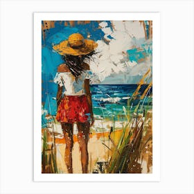 Girl On The Beach Art Print