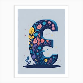 Colorful Letter E Illustration 84 Art Print