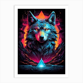 Psychedelic Wolf 4 Art Print