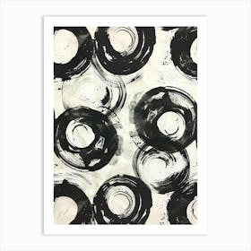 Black And White Circles 7 Art Print