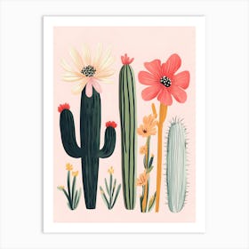 Cactus And Flowers Art Print