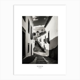 Poster Of Ronda, Spain, Black And White Analogue Photography 1 Art Print