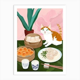 Cat And Dim Sum 2 Art Print