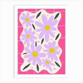 Modern Grid Flowers Affiche