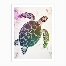 Rainbow Minimal Textured Sea Turtle  1 Art Print