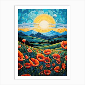 Poppies At Sunset 1 Art Print