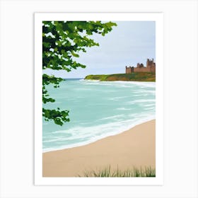 Bamburgh Beach, Northumberland Contemporary Illustration 1  Art Print
