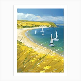 Sailboats On The Beach 3 Art Print