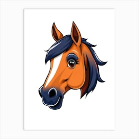 Horse Head Color Caricature Art Print