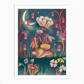 Fairytale Forest Moonlight Bugs Art Print