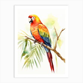 A Parrot Watercolour In Autumn Colours 1 Art Print