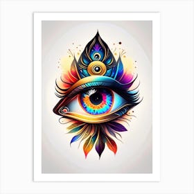 Celestial Eye, Symbol, Third Eye Tattoo 1 Art Print