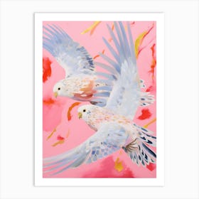 Pink Ethereal Bird Painting Budgerigar 1 Art Print