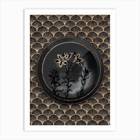 Shadowy Vintage Lily of the Incas Botanical in Black and Gold n.0114 Art Print