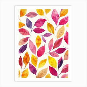 Watercolor Autumn Leaves Seamless Pattern 4 Art Print