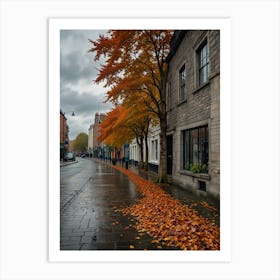 Autumn Leaves On A City Street Art Print