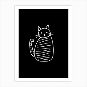 Abstract Sketch Cat Line Drawing 8 Art Print