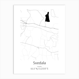 Svedala,Sweden Minimalist Map Art Print