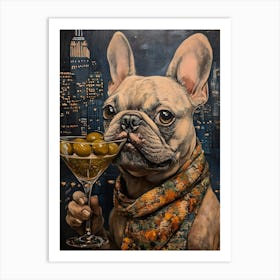 Whimsical Frenchies At The Bar 40 Art Print