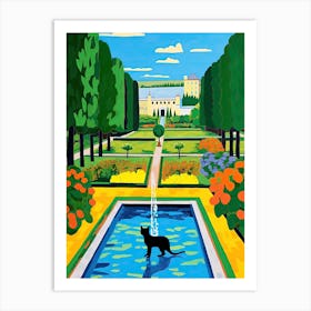 Versailles Gardens France, Cats Pop Art Style 1 Art Print