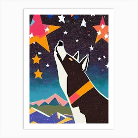 Stargazing Dog Art Print