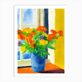 Flowers In A Blue Vase Art Print