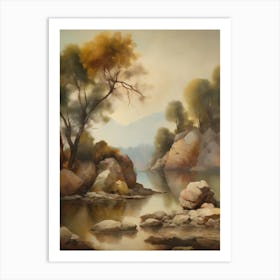 Forest Lake,Vintage Oil Painting,Farm Wall Decorations,Vintage Landscape,Vintage Landscape Oil Painting.6 1 Art Print