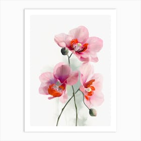 Orchids Flowers Acrylic Painting In Pastel Colours 7 Art Print