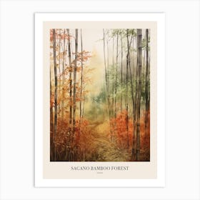 Autumn Forest Landscape Sagano Bamboo Forest Japan 2 Poster Art Print