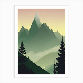 Misty Mountains Vertical Composition In Green Tone 174 Art Print