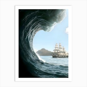 Ship In A Wave Art Print