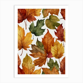 Autumn Leaves Seamless Pattern Art Print