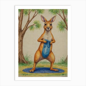 Kangaroo Yoga 2 Art Print