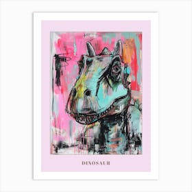 Dinosaur Pink Impasto Portrait Poster Art Print