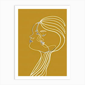 Abstract Women Yellow Faces 2 Art Print