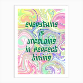 Multicolor Swirly Manifestation Quote Fluid Art Poster Art Print