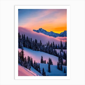 Andermatt, Switzerland Sunrise Skiing Poster Art Print