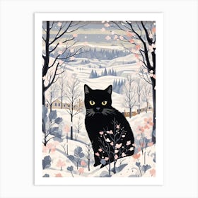 Winter Cat Illustration 3 Art Print