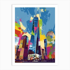 One World Trade Center New York Colourful Silkscreen Illustration 4 Art Print