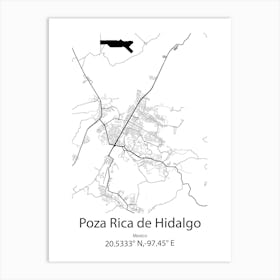 Poza Rica De Hidalgo,Mexico Minimalist Map Art Print