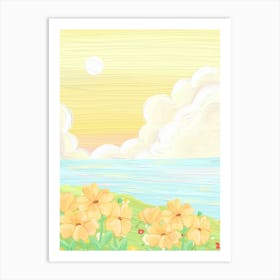 Yellow Flowers On The Beach Vector 1 Art Print