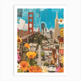 San Francisco   Retro Collage Style 1 Art Print