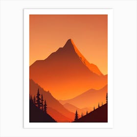 Misty Mountains Vertical Composition In Orange Tone 163 Art Print